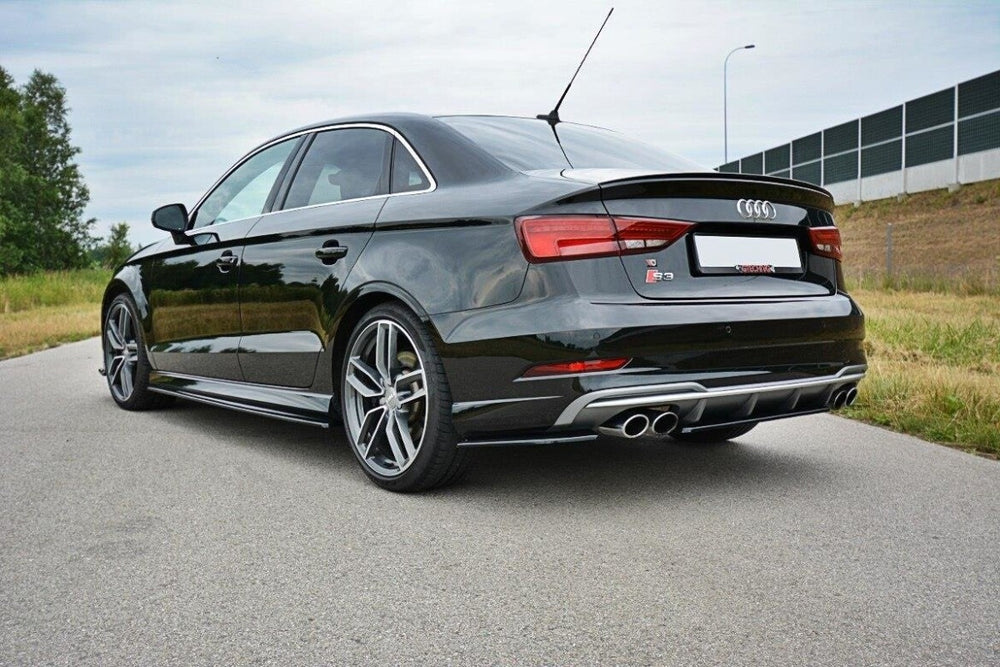 Maxton Parts - Diffusor Flaps passend für Audi S3 / A3 S-Line 8V FL Limousine schwarz Hochglanz