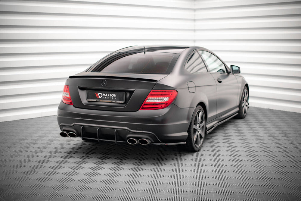 Maxton Parts - Diffusor Flaps passend für Mercedes C Coupe / Limousine / Kombi AMG-Line C204 / W204 FL / S204 FL schwarz Hochglanz