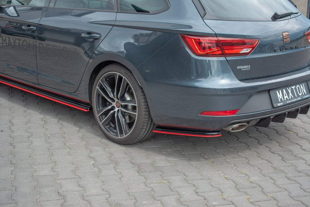 Maxton Parts - Diffusor Flaps V.1 passend für Seat Leon Mk3 CUPRA ST FL schwarz+rot Hochglanz