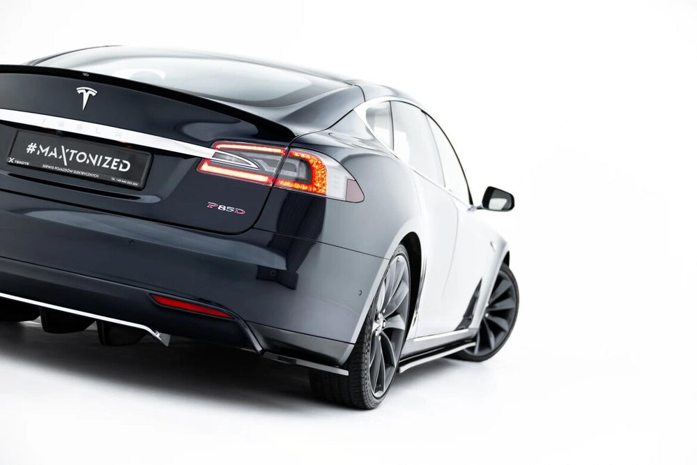Maxton Parts - Diffusor Flaps V.1 passend für Tesla Model S Mk1 schwarz Hochglanz