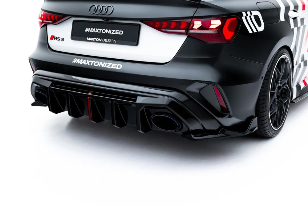 Maxton Parts - Diffusor Flaps V.2 passend für Audi RS3 Limousine 8Y Facelift schwarz Hochglanz