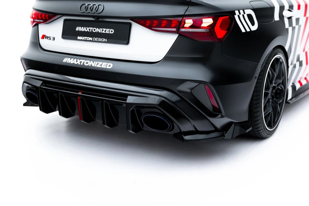 Maxton Parts - Diffusor Flaps V.3 passend für Audi RS3 Limousine 8Y Facelift schwarz Hochglanz