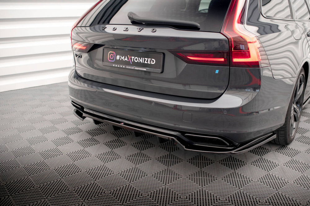 Maxton Parts - Diffusor Heckansatz passend für Volvo V90 / S90 R-Design Mk2 schwarz Hochglanz