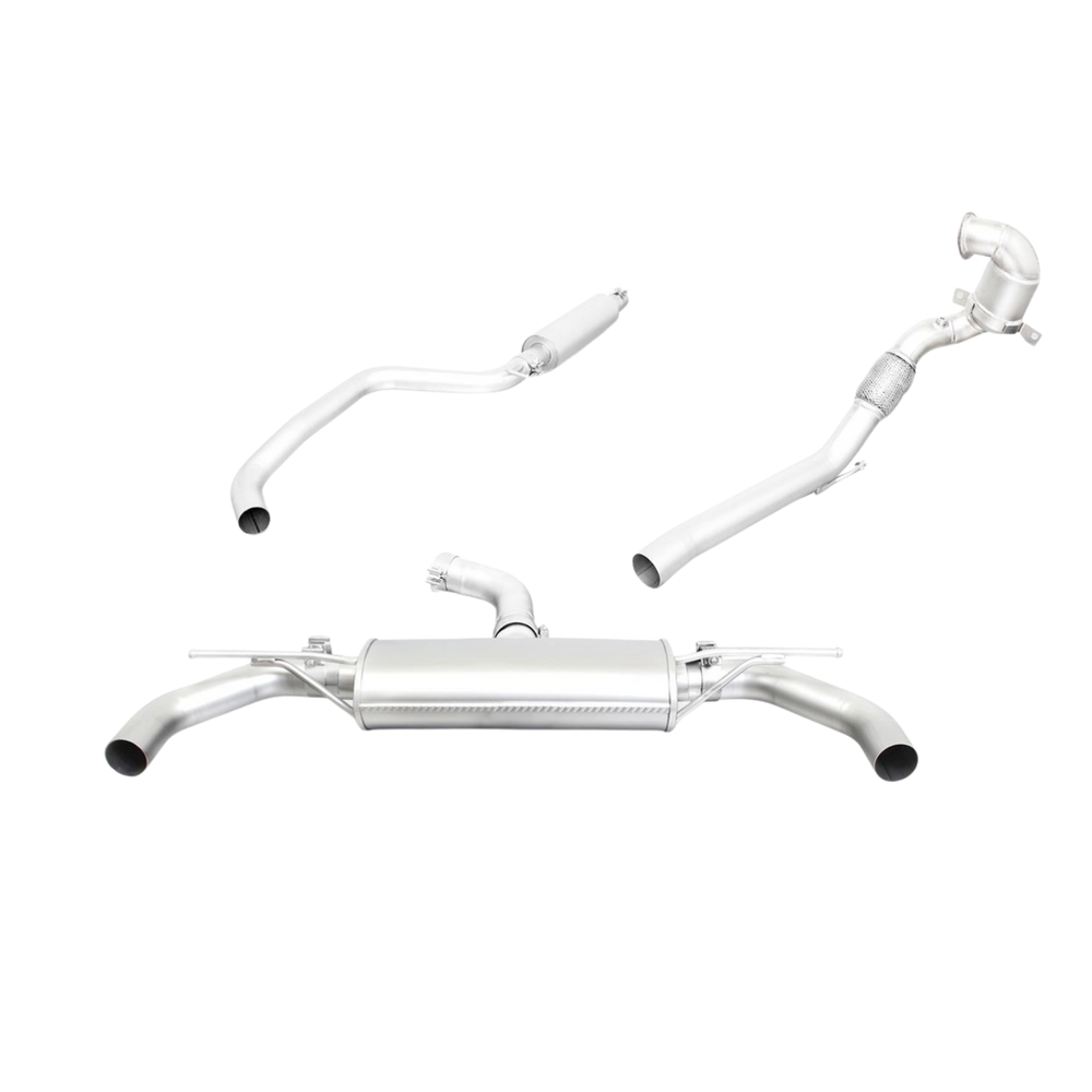 Sportauspuff für Golf 7 AU, Facelift - Cat-Back Vorschalldämpfer / Sportschalldämpfer / Endrohr-Set, Ø 102 mm, schräg, Black Chrome (1-956017-1003-24)