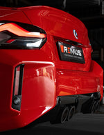 Sportauspuff für BMW M2, G87 - Keiner / Racing Sportauspuff zentriert / 4-teiliger Endrohrsatz, Ø 102 mm angeschrägt, Chrom
