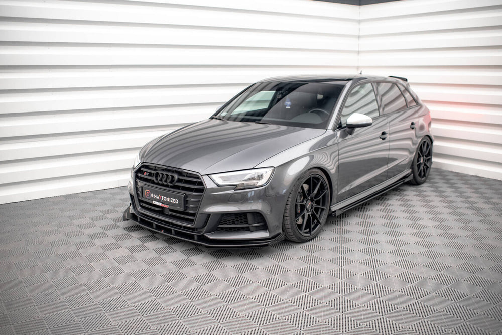 Maxton Parts - Front Stoßstange Flaps passend für Audi S3 / A3 S-Line Sportback 8V FL schwarz Hochglanz