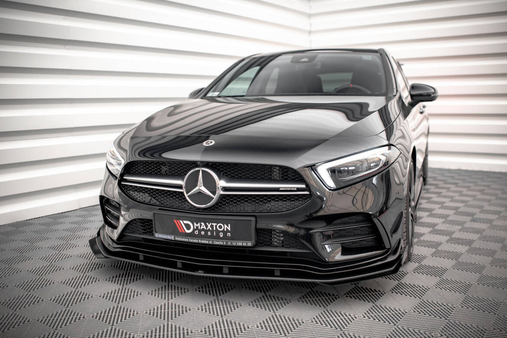 Maxton Parts - Front Stoßstange Flaps passend für Mercedes A35 AMG / AMG-Line Aero Pack W177 schwarz Hochglanz