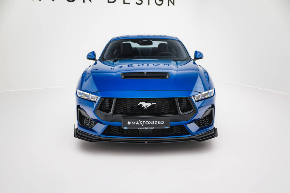 Maxton Parts - Frontlippe + Flaps passend für Ford Mustang GT Mk7 schwarz Hochglanz