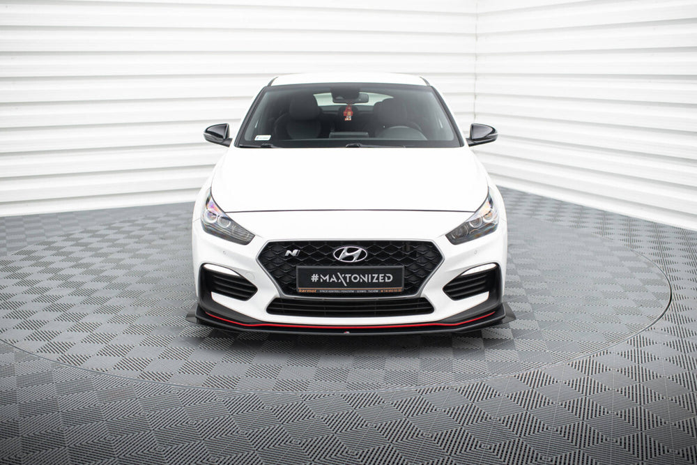 Maxton Parts - Frontlippe + Flaps passend für Hyundai I30 N Mk3 Hatchback / Fastback schwarz Hochglanz