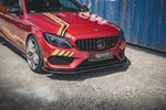 Maxton Parts - Frontlippe + Flaps passend für Mercedes-AMG C43 / AMG-Line Coupe C205 schwarz Hochglanz