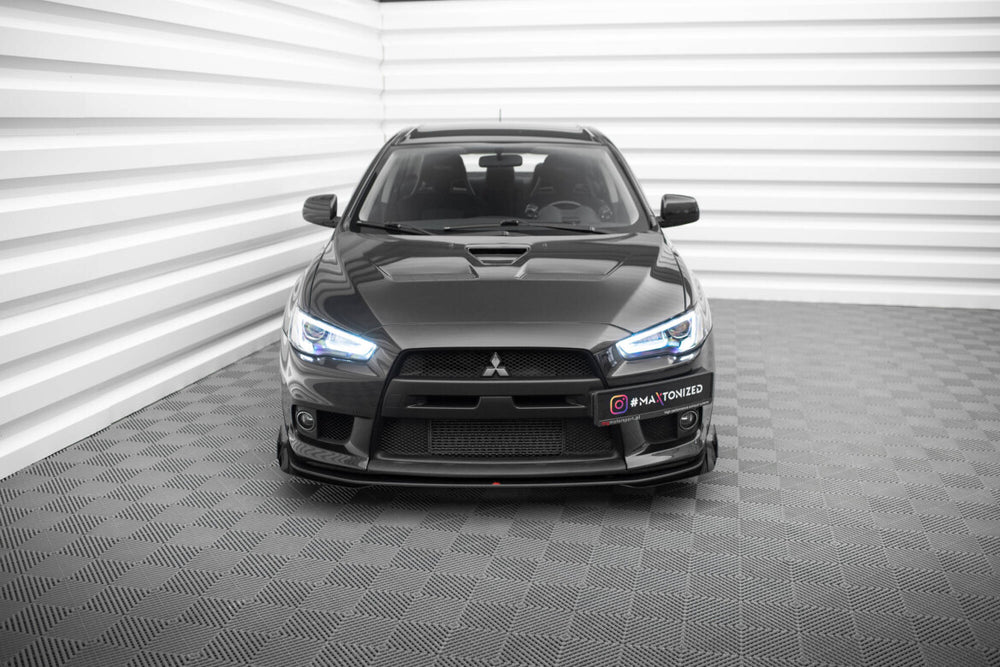 Maxton Parts - Frontlippe + Flaps passend für Mitsubishi Lancer EVO X schwarz Hochglanz