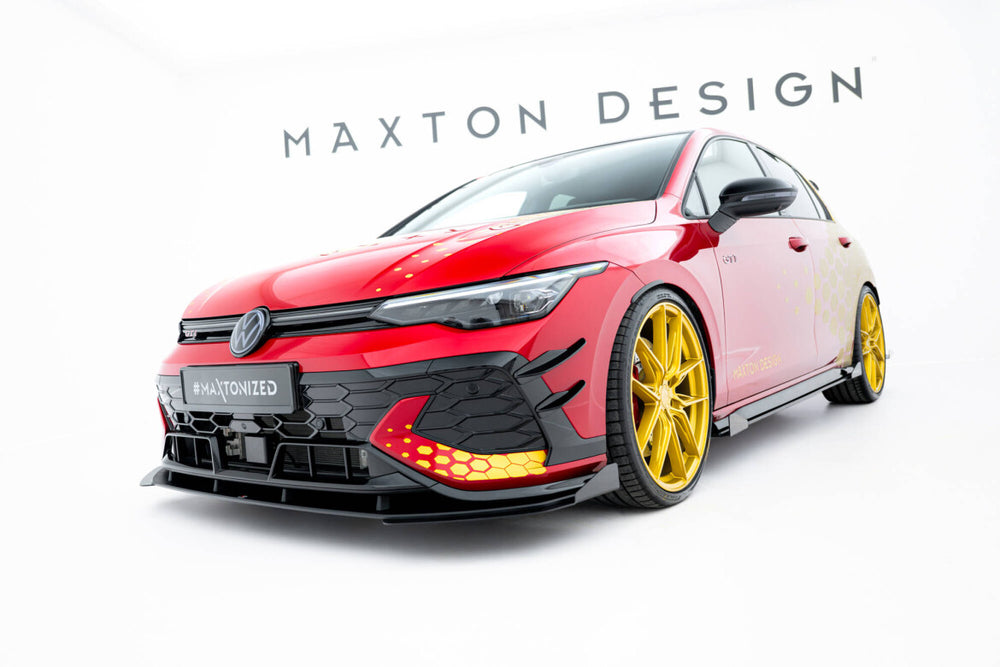 Maxton Parts - Frontlippe + Flaps passend für VW Golf GTI Clubsport Mk8 FL schwarz Hochglanz