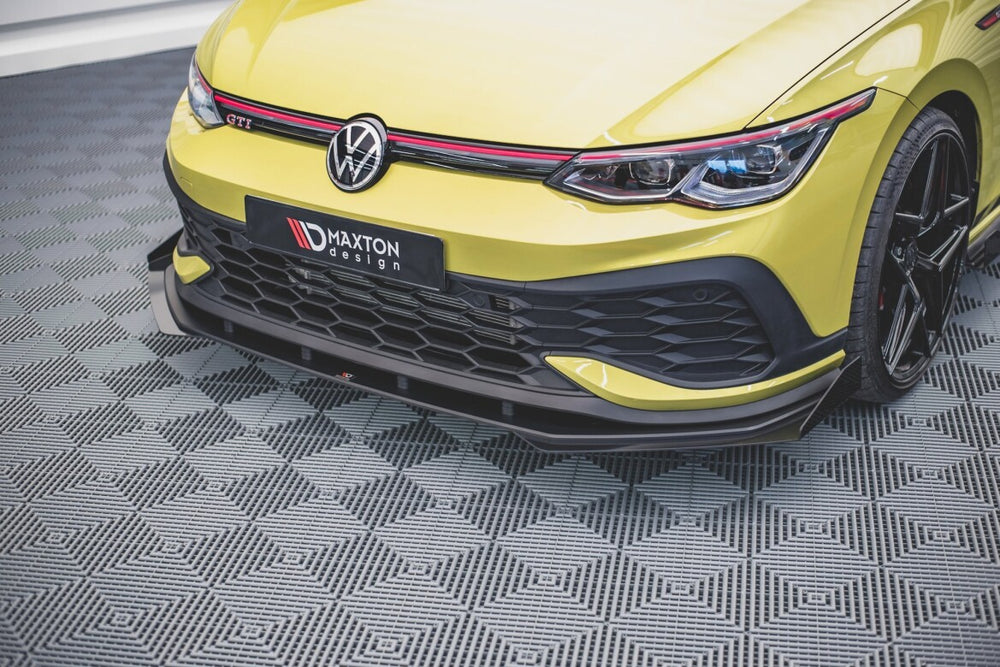 Maxton Parts - Frontlippe + Flaps passend für VW Golf GTI Clubsport Mk8 schwarz Hochglanz