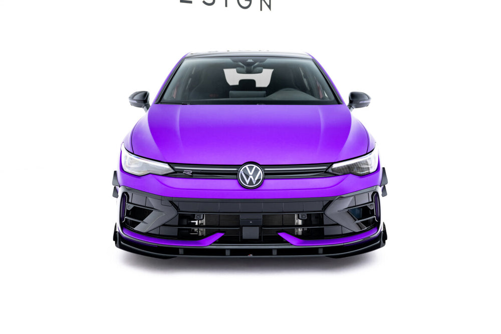 Maxton Parts - Frontlippe + Flaps passend für VW Golf R Hatchback Mk8 FL schwarz Hochglanz