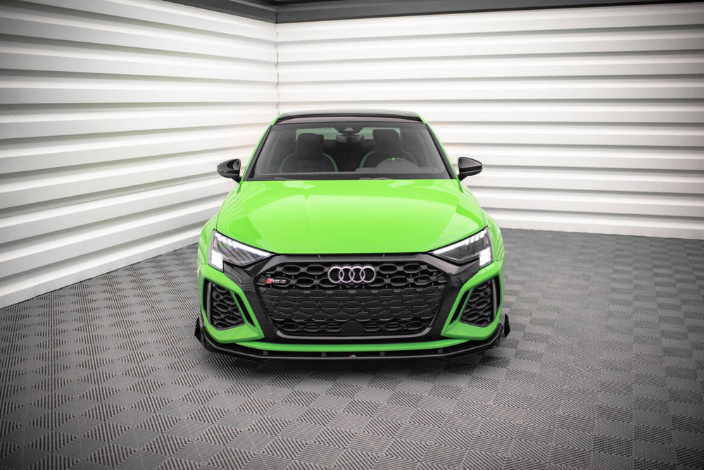 Maxton Parts - Frontlippe + Flaps V.1 passend für Audi RS3 8Y schwarz Hochglanz