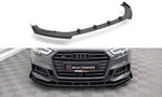 Maxton Parts - Frontlippe + Flaps V.1 passend für Audi S3 / A3 S-Line Sportback 8V FL schwarz Hochglanz