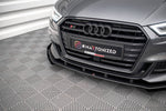 Maxton Parts - Frontlippe + Flaps V.1 passend für Audi S3 / A3 S-Line Sportback 8V FL schwarz Hochglanz