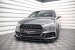 Maxton Parts - Frontlippe + Flaps V.1 passend für Audi S3 / A3 S-Line Sportback 8V FL schwarz Hochglanz