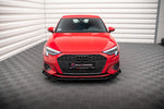 Maxton Parts - Frontlippe passend für Audi A3 8Y roter Kern + Hochglanz Flaps