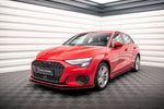 Maxton Parts - Frontlippe passend für Audi A3 8Y roter Kern + Hochglanz Flaps
