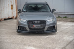 Maxton Parts - Frontlippe passend für Audi RS3 8V Sportback schwarz matt + Hochglanz Flaps