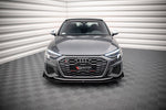 Maxton Parts - Frontlippe passend für Audi S3 / A3 S-Line 8Y schwarz matt + Hochglanz Flaps