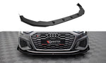 Maxton Parts - Frontlippe passend für Audi S3 / A3 S-Line 8Y schwarz matt + Hochglanz Flaps