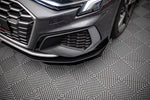 Maxton Parts - Frontlippe passend für Audi S3 / A3 S-Line 8Y schwarz matt + Hochglanz Flaps