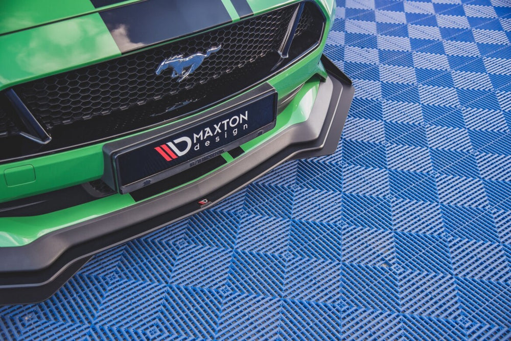 Maxton Parts - Frontlippe V.1 + Flaps passend für Ford Mustang GT Mk6 FL schwarz Hochglanz
