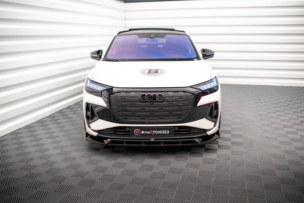 Maxton Parts - Frontlippe V.2 passend für Audi Q4 e-tron Sportback S-line Mk1 schwarz Hochglanz