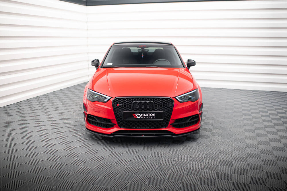 Maxton Parts - Frontlippe V.2 passend für Audi S3 / A3 S-Line 8V Limousine / Cabrio schwarz Hochglanz