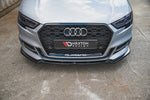 Maxton Parts - Frontlippe V.3 passend für Audi S3 / A3 S-Line 8V FL Limousine schwarz Hochglanz