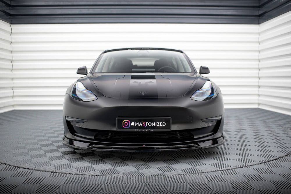 Maxton Parts - Frontlippe V.3 passend für Tesla Model 3 schwarz Hochglanz