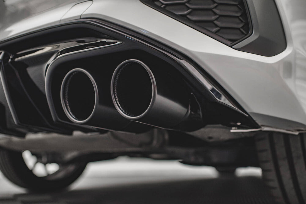 Maxton Parts - Heckansatz Diffusor + Endrohre chrom passend für Audi A3 S-Line Sportback 8Y schwarz Hochglanz