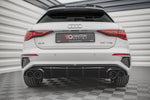 Maxton Parts - Heckansatz Diffusor + Endrohre chrom passend für Audi A3 S-Line Sportback 8Y schwarz Hochglanz