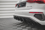 Maxton Parts - Heckansatz Diffusor + Endrohre chrom passend für Audi A3 S-Line Sportback 8Y schwarz Hochglanz