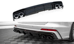 Maxton Parts - Heckansatz Diffusor + Endrohre chrom passend für Audi A6 S-Line / S6 C8 / C8 FL schwarz Hochglanz