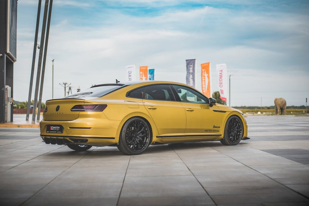 Maxton Parts - Heckansatz Diffusor + Flaps passend für VW Arteon R-Line Limousine / Shooting Brake Mk1 schwarz Hochglanz