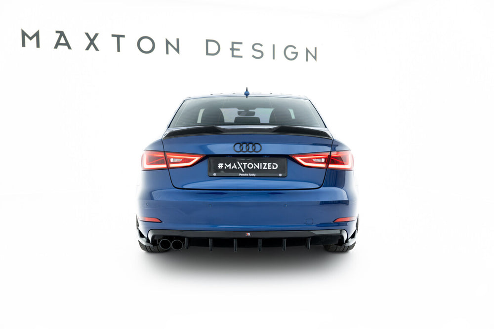 Maxton Parts - Heckansatz Diffusor passend für Audi A3 Limousine 8V (Doppelauspuff li.) schwarz Hochglanz