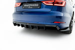Maxton Parts - Heckansatz Diffusor passend für Audi A3 Limousine 8V (Einzelauspuff li.) schwarz Hochglanz