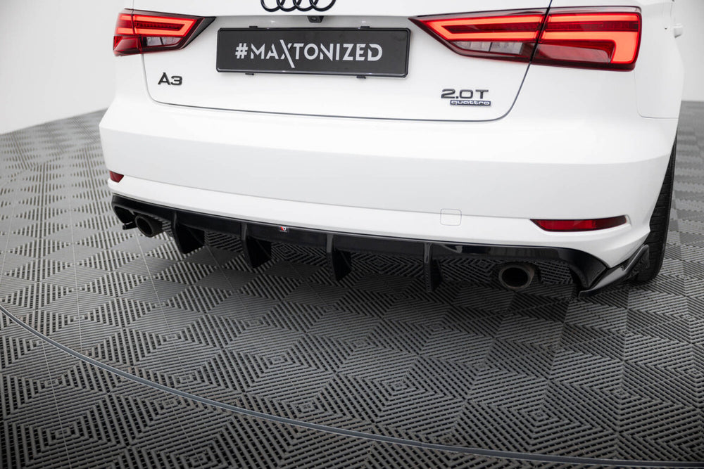 Maxton Parts - Heckansatz Diffusor passend für Audi A3 Limousine 8V FL (Einzelauspuff li. re.) schwarz Hochglanz