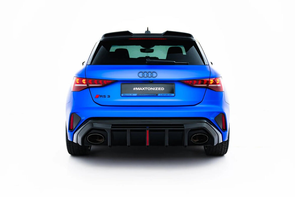 Maxton Parts - Heckansatz Diffusor passend für Audi RS3 8Y Sportback+Limo 8Y Facelift (Version mit Originalreflektor) schwarz Hochglanz