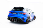 Maxton Parts - Heckansatz Diffusor passend für Audi RS3 8Y Sportback+Limo 8Y Facelift (Version mit Originalreflektor) schwarz Hochglanz