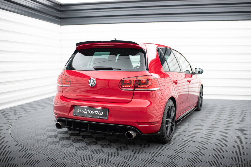 Maxton Parts - Heckansatz Diffusor passend für &amp; Diffusor Flaps passend für VW Golf 6 GTI / 35TH schwarz matt