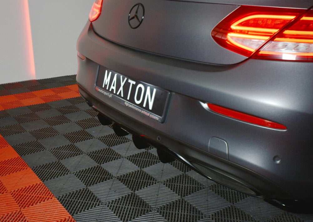 Maxton Parts - Heckansatz Diffusor passend für Mercedes- BENZ C-Klasse W205 Coupe AMG-LINE schwarz Hochglanz