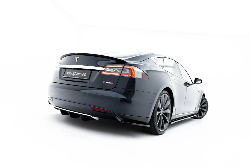 Maxton Parts - Heckansatz Diffusor passend für Tesla Model S Mk1 schwarz Hochglanz