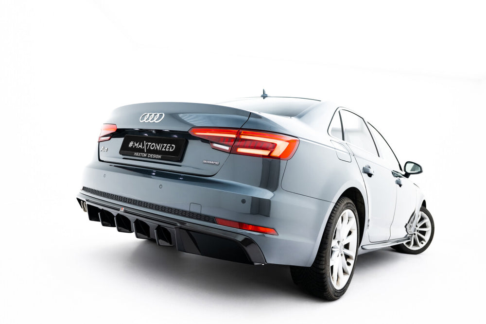 Maxton Parts - Heckansatz Diffusor V.2 passend für Audi A4 S-Line Limousine / Avant B9 schwarz Hochglanz
