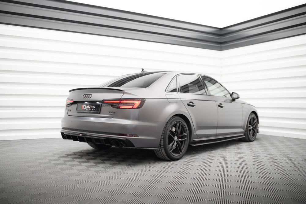 Maxton Parts - Heckspoiler Lippe V.2 passend für Audi S4 / A4 Standard / S-Line / Competition Limousine B9 / B9 FL schwarz Hochglanz