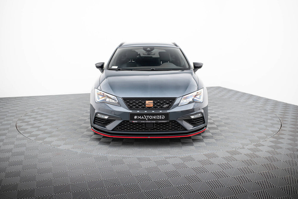 Maxton Parts - Hybrid Frontlippe V.3 passend für Seat Leon CUPRA / FR Mk3 FL schwarz+rot Hochglanz