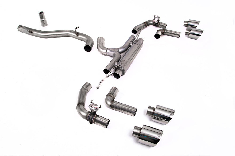 Milltek Klappen Auspuffanlage passend für VW Golf Mk8 R 2.0 TSI ab OPF - 80-mm-Renn-Version - ungedämpft